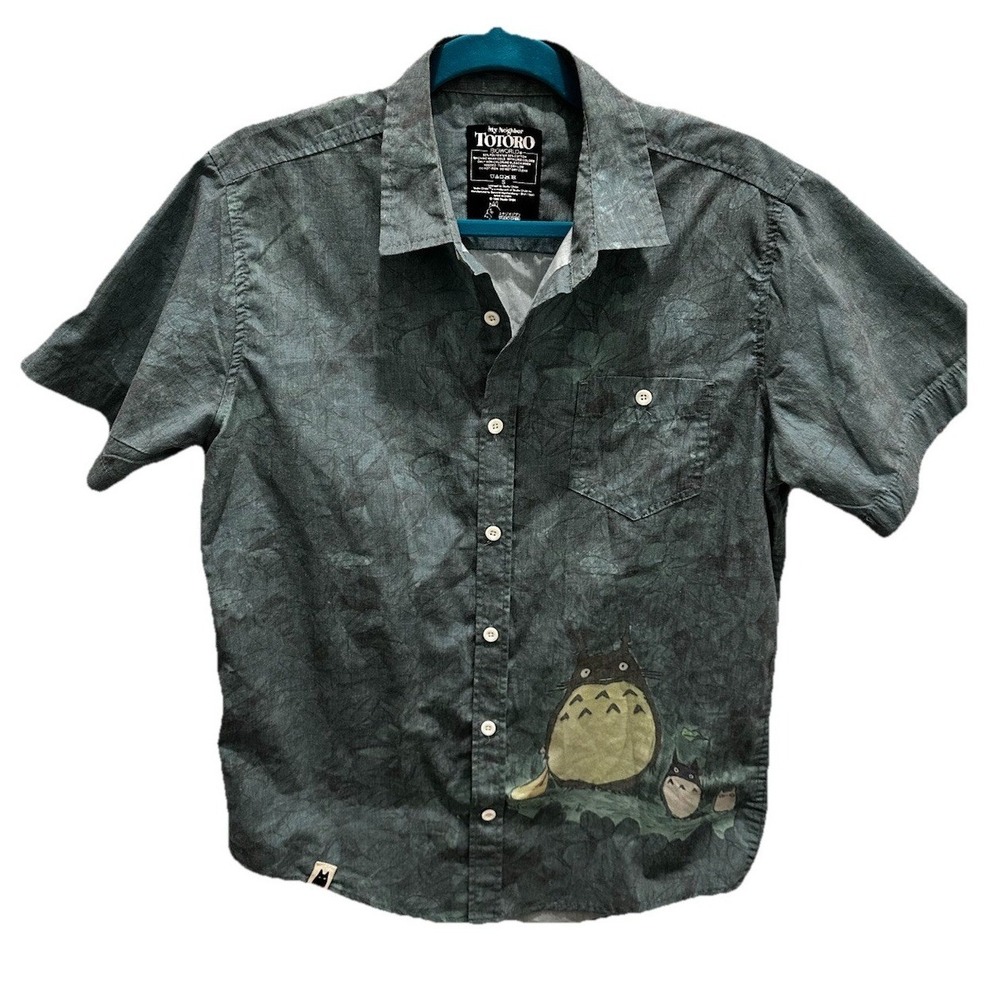 VNTG My Neighbor TOTORO Green Shade Shortsleeve Shirt Men's S 1988 Studio Ghibli